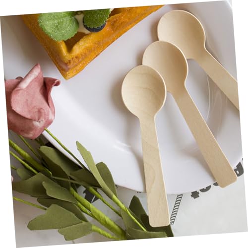 Platos desechables de madera para sushi con cucharas miniatura 6