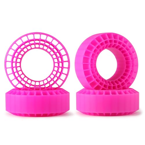 Shaluoman 1.9 Inch Silicone Rubber Insert Foam Fit for 118-122mm 4.75' OD 1.9' Wheel Tires Inserts for 1/10 RC Crawler Accessories (Pink)