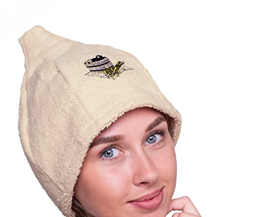 Ger3as 7 Farben Saunahut Damen und Herren 100% Baumwolle mit Stickerei, Wellness Mütze Premium Qualität