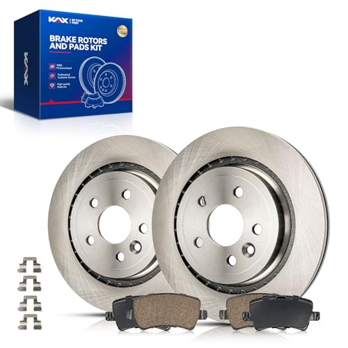 Image of KAX Rear Brake Kit, OE Brake Rotors and Ceramic Brake Pads | Fits Volvo S60 2011-2018, Volvo XC70 2008-2016, Volvo S80 2007-2016, Volvo V60 2015-2018, Volvo V70 2010, Automotive Replacement Brake Kit