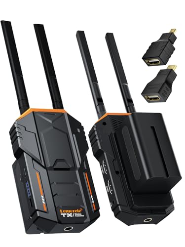 Conjunto de Transmisión de Video Inalámbrico 200M, Lemorele 5G 1080P Transmisor y Receptor de Video Inalámbrico HDMI con Bucle HDMI e IR para DSLR, Cine y Fotografía, Batería de 2 * 4400 mAh Incluida
