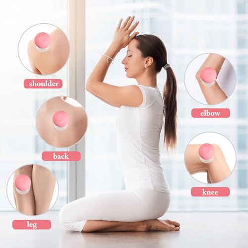 Image of BBTO 4 Pieces Glass Cupping Set Glass Silicone Cupping Cups Massage Vacuum Suction Cupping Cups for Body Face Leg Arm Back Shoulder Muscle and Joint Pain (Pink)