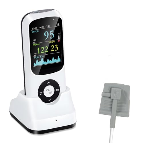 Rechargeable Handheld pulse oximeter Adult Finger Spot-Checking Adjustable pulse and SpO2 level alarm Accurate measurementof SpO2/PR/RR/PI