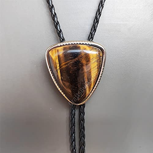 Image of Turquoise Agate Granite BOLO Tie for Men Women Leather Wedding Necklace Western Cowboy Necktie