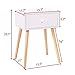 JAXPETY Set of 2 Modern Wood Nightstand, Bedside Table with Drawer, Night Stand, End Table with Solid Wood Legs for Bedroom Home Furniture, White