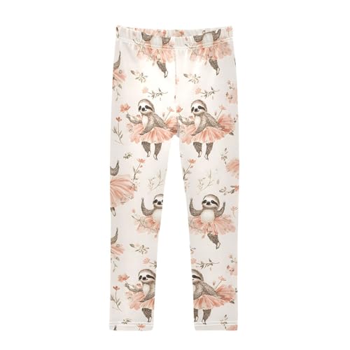 ALAZA Girls' Leggings Children's Yoga Pants Skinny Printed Dance Sloth Dancing Comfortable 4T