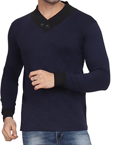 Image of EYEBOGLER Solid Men's Shawl Collar Regular Fit T-Shirt