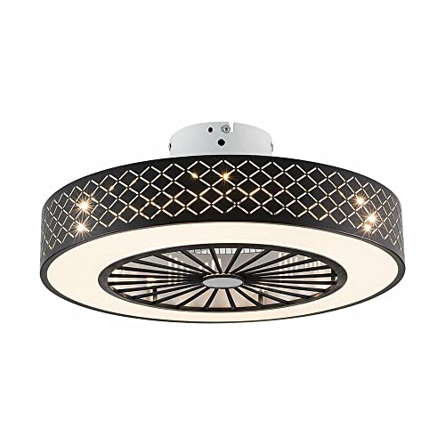 Ventiladores de Techo, Luces de Ventilador, Ventilador de Techo Moderno Cerrado de 20 Pulgadas con Luz, Ventilador de Techo sin Aspas Derfil Bajo con Montaje Empotrado Y Control Remoto para Dormitorio