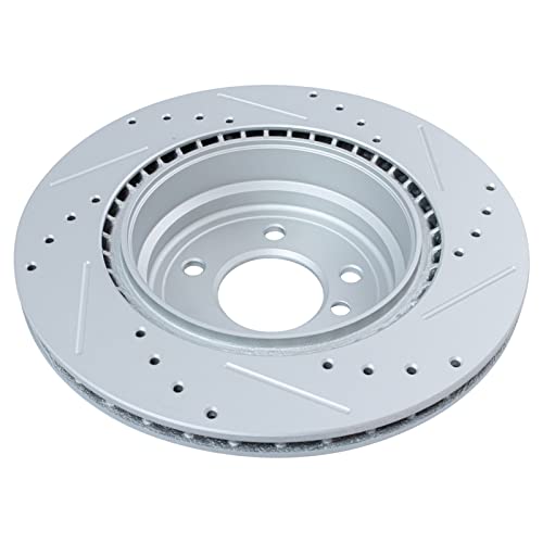Image of TRQ Rear Brake Pad & Rotor Kit Performance Ceramic Premium G-Coated Compatible with 2006 BMW 330i 330xi 2009-2011 335d 2007-2013 335i 2009-2013 335i xDrive 2011-2013 335is 2007-2008 335xi 2013-2015 X1