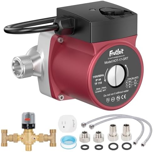 Hot Water Recirculating Pump Kit for Tank Water Heaters – 3-Speed Pump, Thermostatic Bypass Valve, WiFi Smart Plug, 2 Adapters, 1/2" to 3/8" Food-Grade Hoses, Easy DIY Install