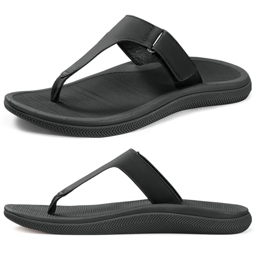 ZURIN Women Flip Flops with Arch Support Rubber Flip Flops For Women, Casual Summer Beach Walking Thong Sandals Slides Super Anti-Slip Sole Indoor Outdoor Travel Black