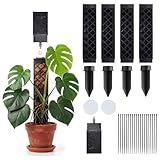 Moosstab für Monstera – 4er Set Rankhilfe mit Selbstbewässerung, Gießhilfe und Kabelbindern für Zimmerpflanzen, ideale Unterstützung für Kletterpflanzen, Schwarz