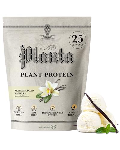 Ambrosia Planta - Premium Plant-Based Protein | Vegan & Keto Friendly | Gourmet Flavors with No Bloating or Stomach Upset | Gluten & Soy Free | No Added Sugar | 25 Servings | Vanilla