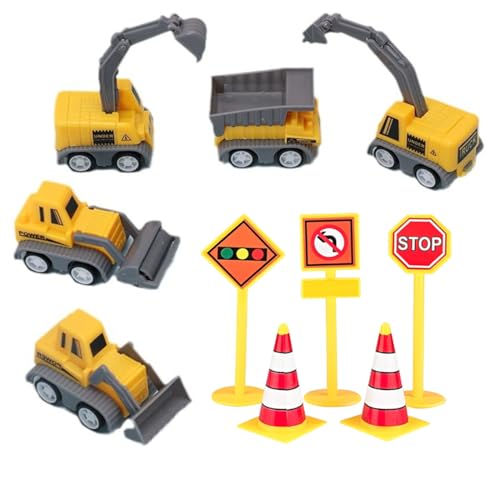 HAGNA Lot De 10 Mini Pelleteuses Convient Pour Anniversaire, Fête, Pour Décoration De Gâteau, Chantier Véhicules De Chantier, Pelleteuses, Tracteurs, Décoration De Gâteau