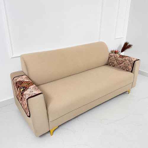 Image of Homerz Premium 'Maharaja Paradise Series' Sofa Cover | Net Fabric Sofa Cover | Washable, Anti-Dust Backed & Wrinkle Resistant Cover (Noor Mahal, 2 pc Armrest, Armrest)
