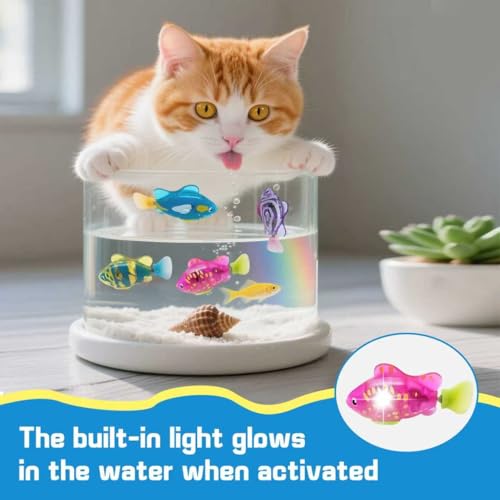 YISKY Roboter Fisch Badewanne, 4 Stück Elektrische Fische mit Leuchtende, Elektronischer Haustier Fisch, Künstliche Bewegliche Fische, Katze Interaktives Haustierspielzeug, für Kinder Pool