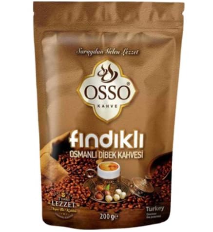 Trinovi Osso Café Turco con Avellana, 1 x 200 g, Café con Avellana Tradicional Otomano - Recién Molido - Café Aromático con Avellana