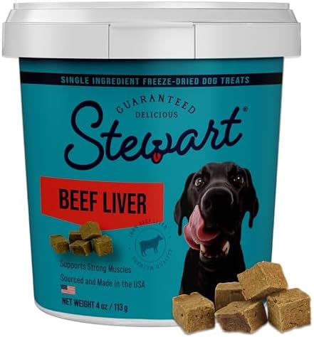 Stewart Beef Liver Dog Treats, 4 oz, ~90 Pieces, Freeze Dried Raw...