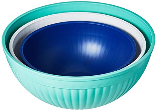 Nordic Ware Prep & Serve Mixing Bowl Set, 3-Pc, Set Of 3, Coastal Colors, 5000 Milliliters, Navy, White, Mint #TOP1