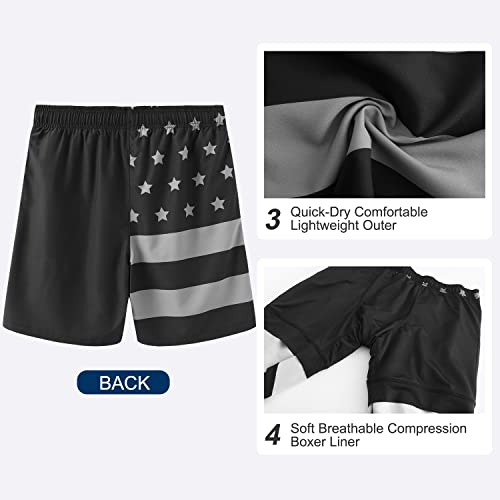 Image of HODOSPORTS Mens 7 inch Swim Trunks with Compression Liner S-6XL Quick Dry Swimming Shorts Zipper Pockets Swimsuits