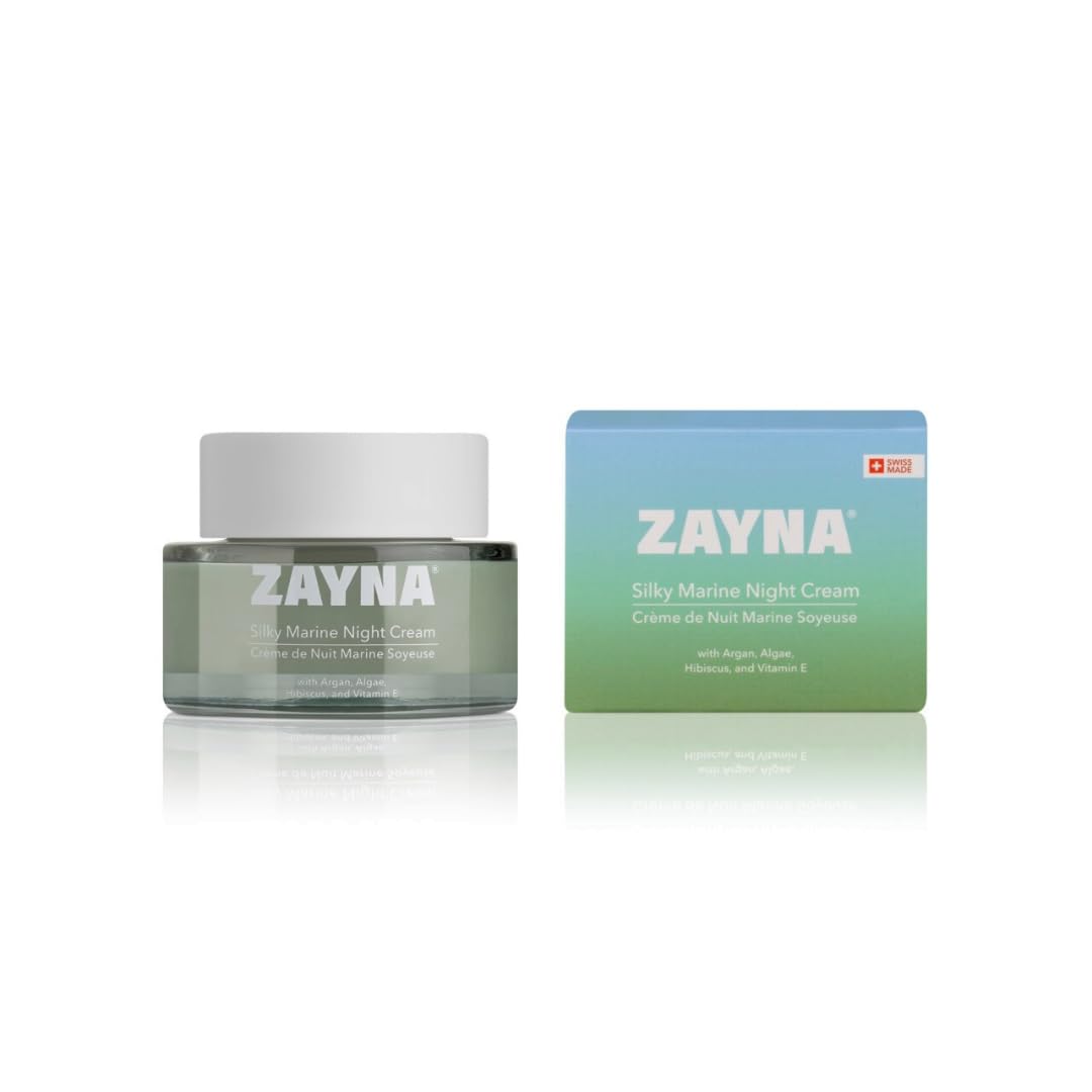 ZAYNA Silky Marine Night Cream 50ml – Reichhaltige Nachtcreme mit Arganöl, Meeresalgen & Hibiskus für intensive Feuchtigkeitspflege und strahlende Haut. Hergestellt in der Schweiz