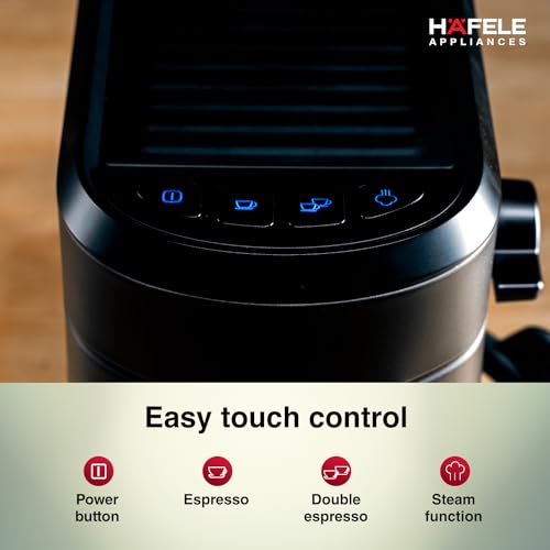 Hafele U-Kaffee Espresso Coffee Machine, 15-Bar Pressure, Removable Water Tank (1L), Single/Double Espresso, Cappuccino & Latte, Adjustable Milk Frother, Thermoblock Technology,... - Image 5