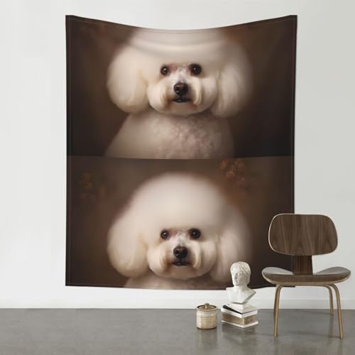 Tapisserie décorative murale chien bichon frisé pour décoration d'intérieur ou nappe de table