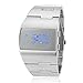 Produktbild FENKOO Herren futuristisch blau LED Digital Silber Steel Band Armbanduhr