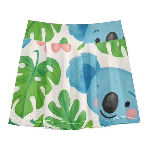 Joisal Girls' Shorts Athletic Skorts Cute Blue Koala Green Leaves Kids Tennis Skirts Clothes Pleated Skort 3t