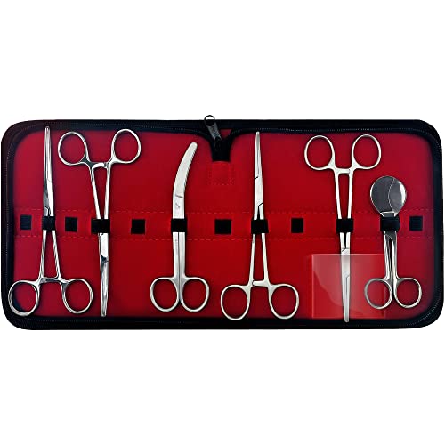 DEXSUR Veterinary Umbilical Cord Scissor Kit, Reusable, High-Grade Stainless Steel Autoclavable, Durable - 7 Pcs