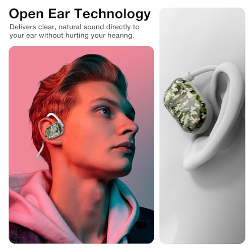 Image of Purity Air Open Ear Headphones - True Air Conduction Wireless Bluetooth Open Ear Earbuds with Dual Mic for iPhone /Android - Secured Long Wearing Comfort, Sports Sweat Resistant (PLCE163)