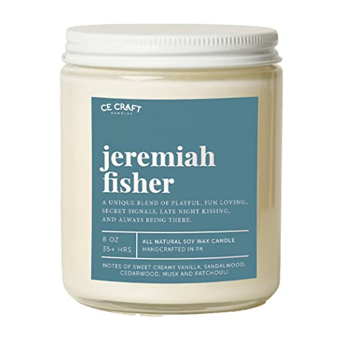 C&E Craft Smells Like Jeremiah Fisher Scented Candle – Iced Vanilla Woods Soy Wax Candle – Gift for Her, Girlfriend Gift, Prayer Candle