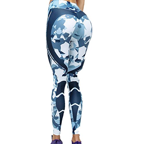 HARRYSTORE Mujer pantalones deportivos yoga leggings elásticos de camouflaje (Azul, L) Cover
