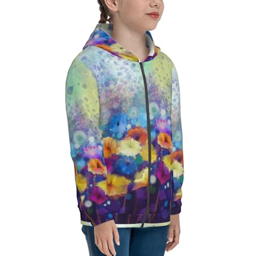 Spring Flower Seasonal Kids Pullover Hoodies Boys Zip Up Sweatshirts Girls Athletic Clothes with Pocket4