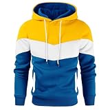 Gesean Men's Colorful Hood Pullover Sweatshirt Comfy Clothes with Big Front Pocket Yellow Small