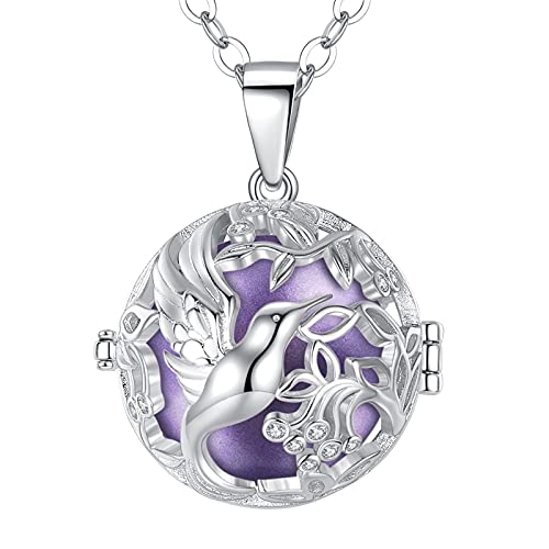 AEONSLOVE Collar de bola de armonía para regalos de embarazo, collar de colibrí para mujer, maternidad y madre, cadenas de 30 y 45 pulgadas, Cobre, circonita,