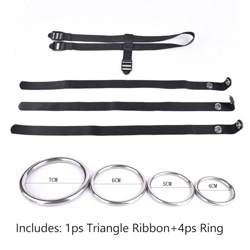 Image of FREDORCH Anti-Off Male Chastity Cage Devices Elastic Band Penis Cage Accessories, Adjustable Auxiliary Belt with 4 Size Cock Rings Sex Toy Underwear for Men (Adjustable Belt with 4 Size Ring)
