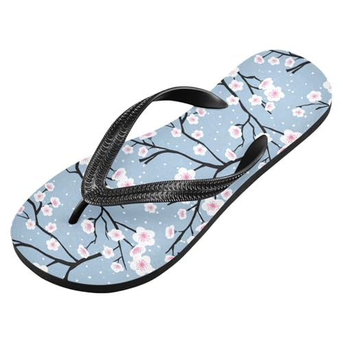 Maple Leaf Sketch Orange Blue Cherry Blossom Flip Flops for Beach Thong Sandals Anti-slip Lightweight Beach Shoes for House Indoor Outdoor2
