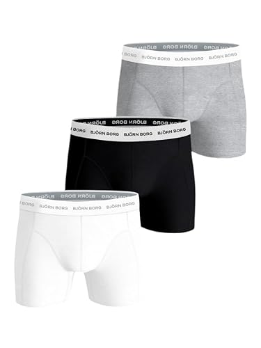 Björn Borg | Bjorn Borg Cotton Stretch Boxer 3P Boxer Briefs for Men - Black/White/Grey - L