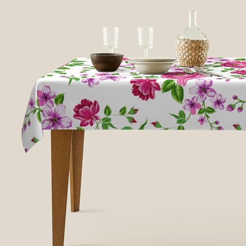 Nappe rectangulaire couverture de table réutilisable décoration de cuisine fleurs de roses