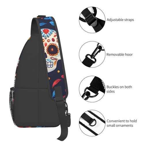 Mochila tipo bandolera ajustable con patrón de calavera miniatura 5