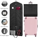 Dress Garment Bag, Black, 65" L x 26" W x 5" D, Nylon, Zipper Closure, Extra Long Size, Clear Window, Travel Friendly