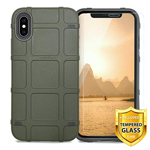 Case Compatible for Apple iPhone X/iPhone Xs 5.8" inch, with [TJS Tempered Glass