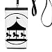 Carousel Amusement Park Black Outline Phone Wallet Purse Hanging Mobile Pouch Black Pocket