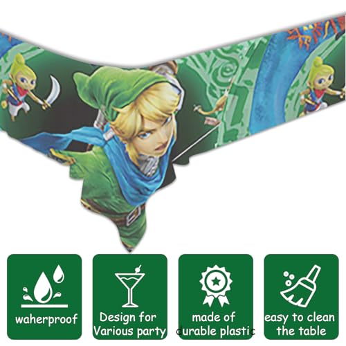 Image of 2Pcs Zeldas Tablecloth Disposable Tablecover Birthday Party Supplies and Decorations for Kid Boy Baby Shower Rectangle Tables 70 inchX42 inch,2 Pack