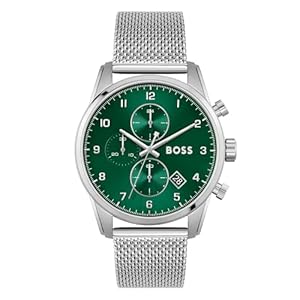 BOSS Reloj Cronógrafo de Cuarzo para Hombre con Correa de Malla de Acero Inoxidable Plateada – 1513938