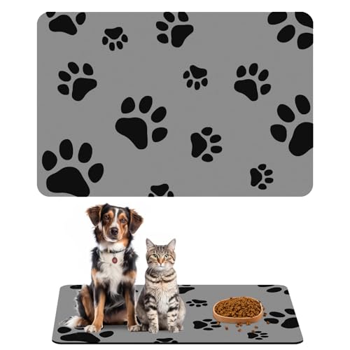 Napfunterlage Hunde und Katze, 60x40 cm Super Saugfähige Futtermatte für Haustier, Schnelltrocknend Kieselgur Futternapf Unterlage, Anti-Rutsch...
