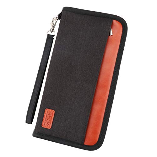 Preisvergleich Produktbild Idefair Reisebrieftasche Familienpassinhaber, RFID-Blockierung Wasserfester Dokumentenkoffer für Reisepässe, ID-Karten, Kreditkarten, Flugtickets, Geld und anderes Reisezubehör (Black)