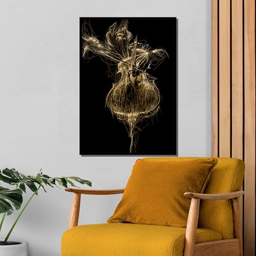 Tableau abstrait sur toile pour habiller un mur vide avec une danseuse dorée