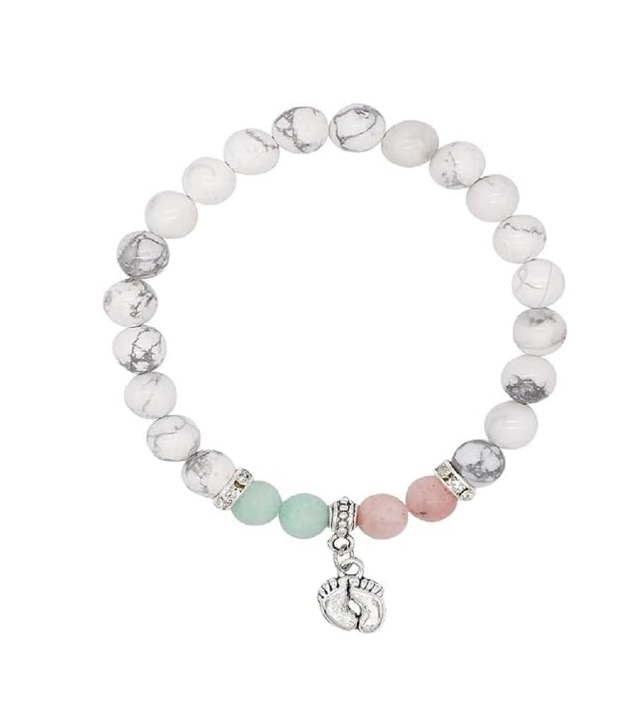 Guardian Angel Charm Bracelets for Women Girls Healing Crystal Beaded Stretch Elastic Bracelet Memorial Protection Sympathy Gift Natural Stone Inspirational Bracelet Faith and Love Jewelry
